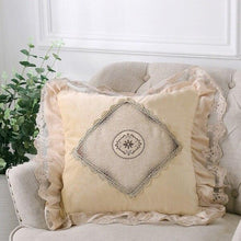 Load image into Gallery viewer, European flower embroidery lace cushion