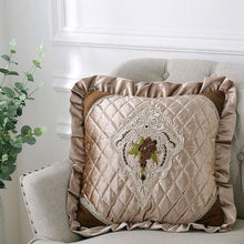 Load image into Gallery viewer, European flower embroidery lace cushion