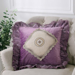 European flower embroidery lace cushion