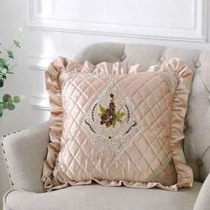 European flower embroidery lace cushion