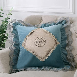 European flower embroidery lace cushion