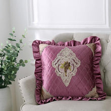 Load image into Gallery viewer, European flower embroidery lace cushion