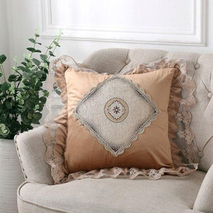 European flower embroidery lace cushion