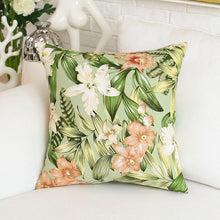 Load image into Gallery viewer, Bamboo leaf large flower green cushion