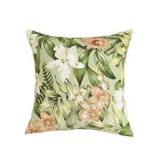 Load image into Gallery viewer, Bamboo leaf large flower green cushion