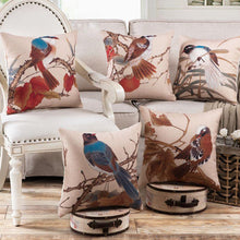 Load image into Gallery viewer, Flower and bird print cushion