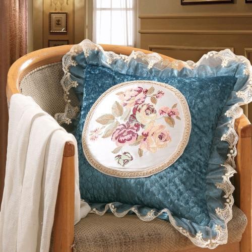 European flower embroidery lace cushion