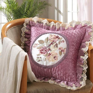 European flower embroidery lace cushion