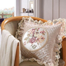 Load image into Gallery viewer, European flower embroidery lace cushion