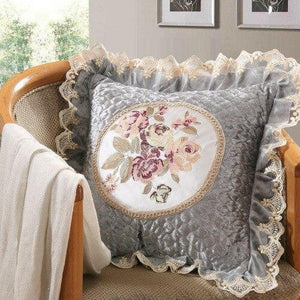 European flower embroidery lace cushion