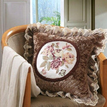 Load image into Gallery viewer, European flower embroidery lace cushion